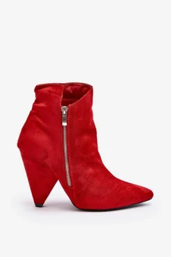 Discount Boto Asymetryczne Botki Na Obcasie Lu Boo Czerwone