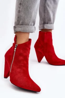 Discount Boto Asymetryczne Botki Na Obcasie Lu Boo Czerwone