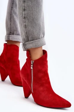 Discount Boto Asymetryczne Botki Na Obcasie Lu Boo Czerwone