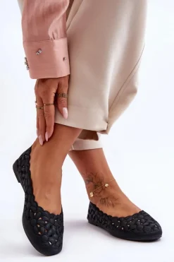 Evento Baleriny Klasyczne*Ażurowe Baleriny Damskie Czarne Visionary