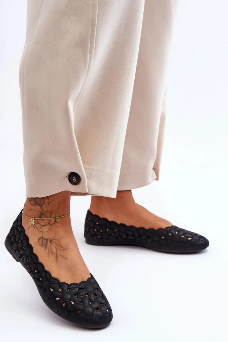 Evento Baleriny Klasyczne*Ażurowe Baleriny Damskie Czarne Visionary