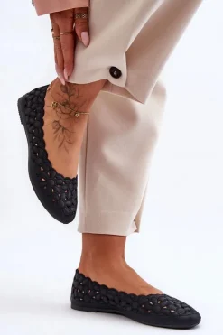 Evento Baleriny Klasyczne*Ażurowe Baleriny Damskie Czarne Visionary