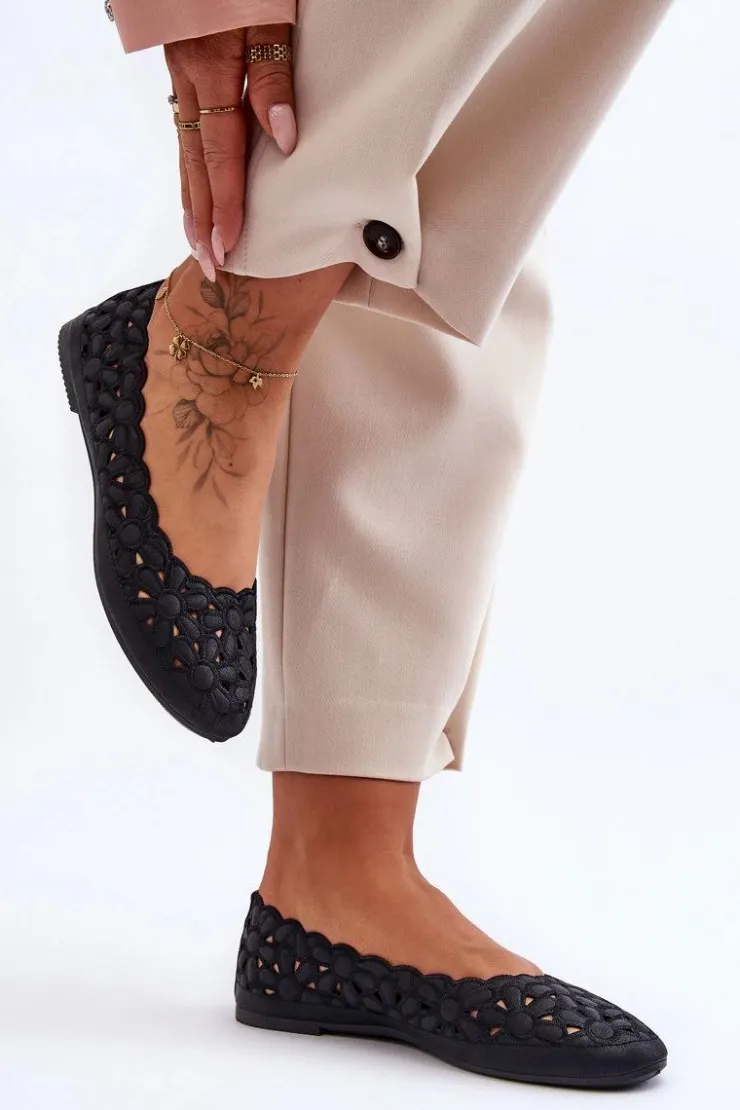 Evento Baleriny Klasyczne*Ażurowe Baleriny Damskie Czarne Visionary