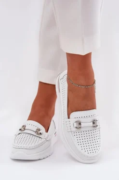 Damskie Buty damskie Vinceza Ażurowe Baleriny Z Naturalnej Skóry Vinceza 95331 Białe