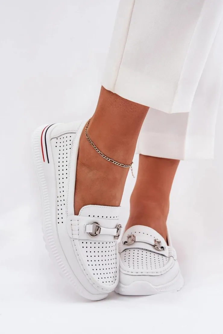 Damskie Buty damskie Vinceza Ażurowe Baleriny Z Naturalnej Skóry Vinceza 95331 Białe