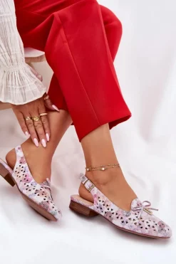 Boto Baleriny Skórzane|Baleriny Klasyczne*Ażurowe Baleriny Z Odkrytą Piętą Multikolor Navinnia Wielokolorowy