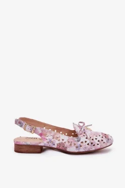 Boto Baleriny Skórzane|Baleriny Klasyczne*Ażurowe Baleriny Z Odkrytą Piętą Multikolor Navinnia Wielokolorowy