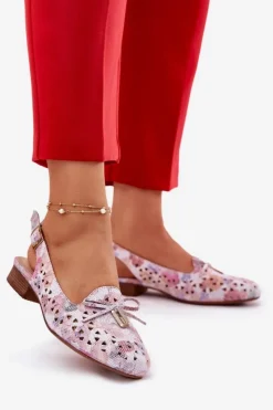 Boto Baleriny Skórzane|Baleriny Klasyczne*Ażurowe Baleriny Z Odkrytą Piętą Multikolor Navinnia Wielokolorowy