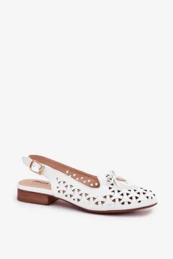 Damskie Boto Ażurowe Baleriny Z Odkrytą Piętą Białe Navinnia