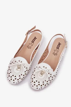 Damskie Boto Ażurowe Baleriny Z Odkrytą Piętą Białe Navinnia