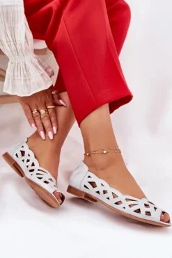 Best Boto Ażurowe Baleriny Z Odkrytymi Palcami Srebrne Calgis Srebrny