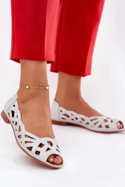 Best Boto Ażurowe Baleriny Z Odkrytymi Palcami Srebrne Calgis Srebrny