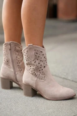 Damskie buty S.Barski Botki Na Słupku|Botki Ażurowe*Ażurowe Botki Kowbojki Damskie Na Obcasie S.Barski HY51-125 Beżowe Beżowy