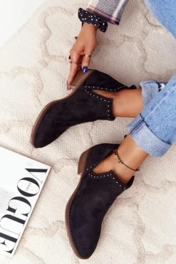 Boto Botki Wiosenne|Czarne Botki*Ażurowe Botki Z Wycięciami Czarne Clever