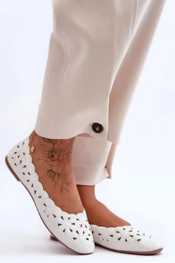 Evento Baleriny Klasyczne*Ażurowe Błyszczące Baleriny Damskie Białe Visionary Biały