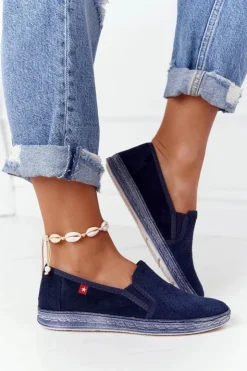 Damskie Big Star Shoes Ażurowe Espadryle Big Star HH276004 Granatowe