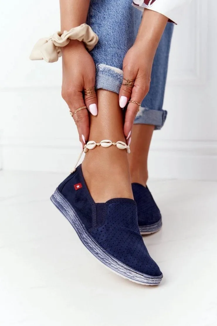 Damskie Big Star Shoes Ażurowe Espadryle Big Star HH276004 Granatowe