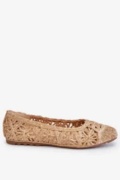 Damskie Boto Ażurowe Modne Baleriny Beżowe Thiago