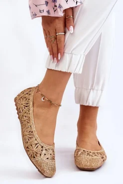 Damskie Boto Ażurowe Modne Baleriny Beżowe Thiago