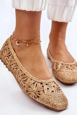 Damskie Boto Ażurowe Modne Baleriny Beżowe Thiago