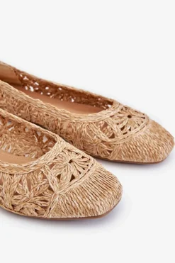 Damskie Boto Ażurowe Modne Baleriny Beżowe Thiago
