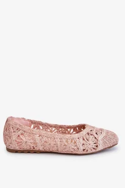 Best Boto Ażurowe Modne Baleriny Różowe Thiago