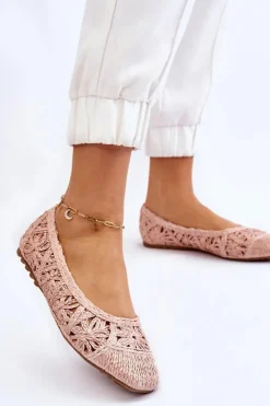 Best Boto Ażurowe Modne Baleriny Różowe Thiago