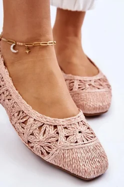 Best Boto Ażurowe Modne Baleriny Różowe Thiago