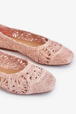 Best Boto Ażurowe Modne Baleriny Różowe Thiago