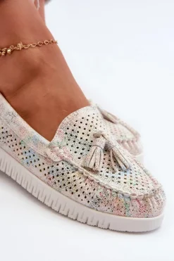 Online Boto Ażurowe Mokasyny Damskie Z Eko Skóry Multikolor Tinami