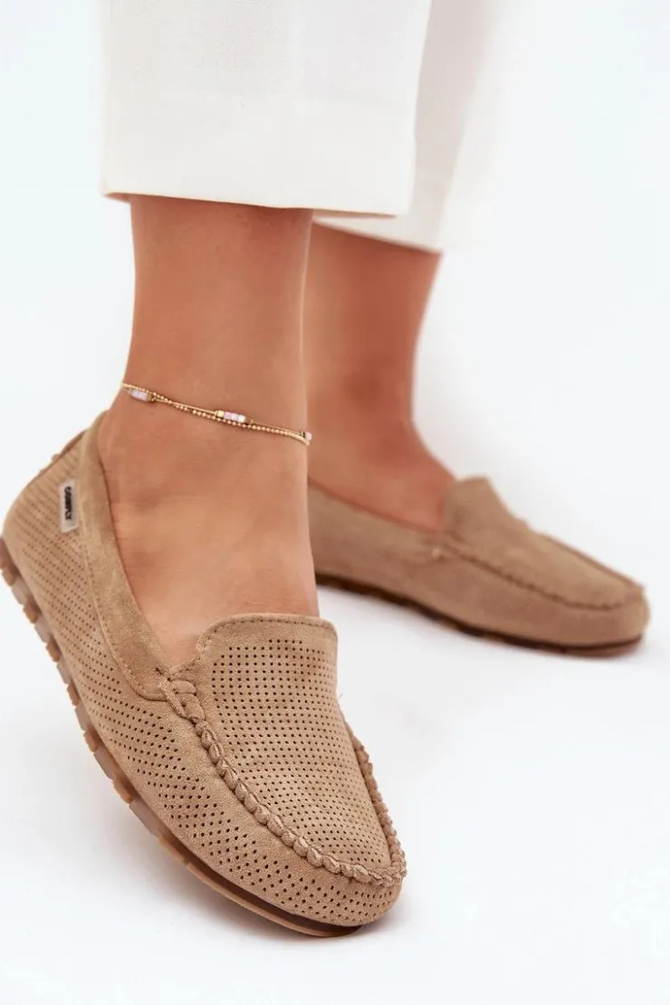 Online Boto Ażurowe Mokasyny Damskie Z Eko Zamszu Brązowe Amrutia