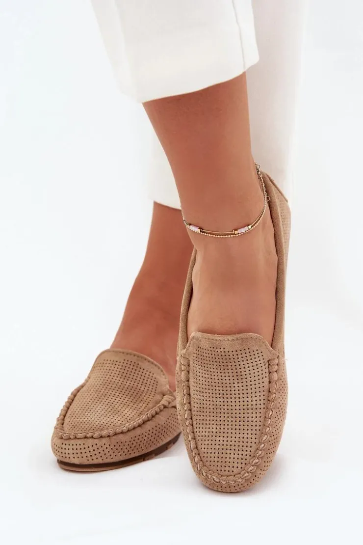 Online Boto Ażurowe Mokasyny Damskie Z Eko Zamszu Brązowe Amrutia