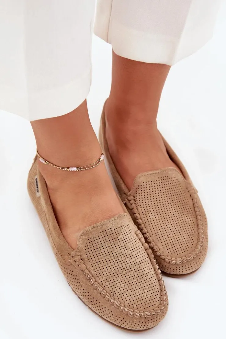 Online Boto Ażurowe Mokasyny Damskie Z Eko Zamszu Brązowe Amrutia