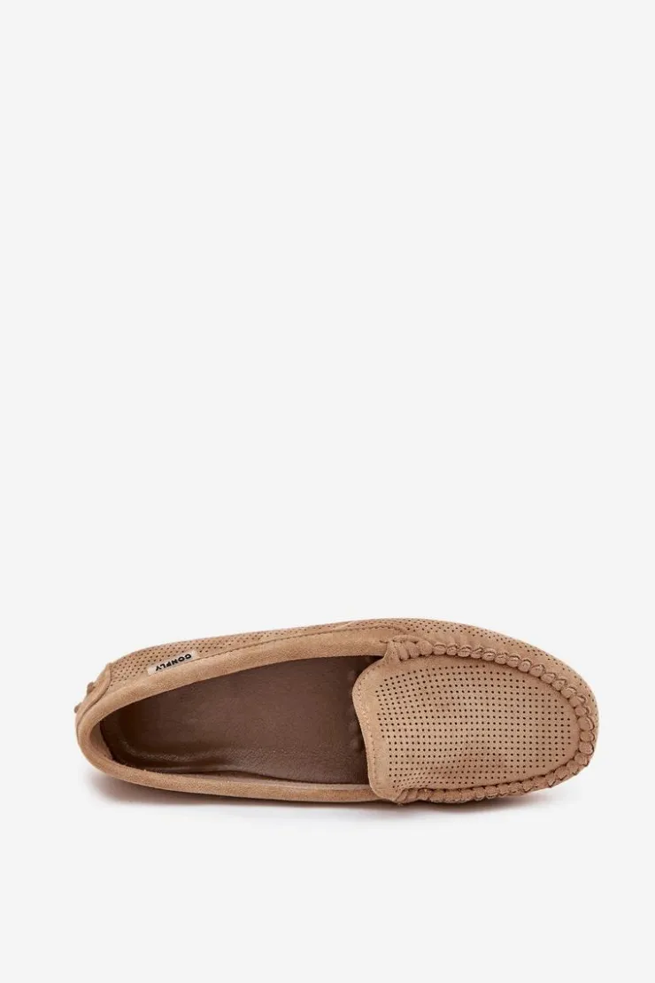 Online Boto Ażurowe Mokasyny Damskie Z Eko Zamszu Brązowe Amrutia