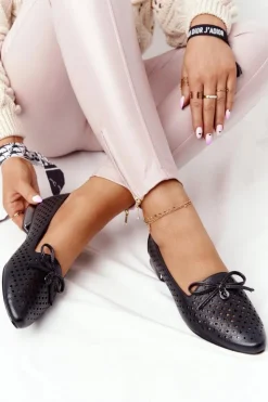 Online Buty damskie Vinceza Ażurowe Mokasyny Na Srebrnym Obcasie Vinceza 21-10602 Czarne