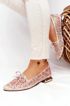 Damskie Buty damskie Vinceza Ażurowe Mokasyny Na Złotym Obcasie Vinceza 21-10602 Multikolor