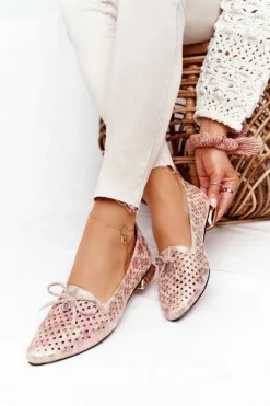 Damskie Buty damskie Vinceza Ażurowe Mokasyny Na Złotym Obcasie Vinceza 21-10602 Multikolor