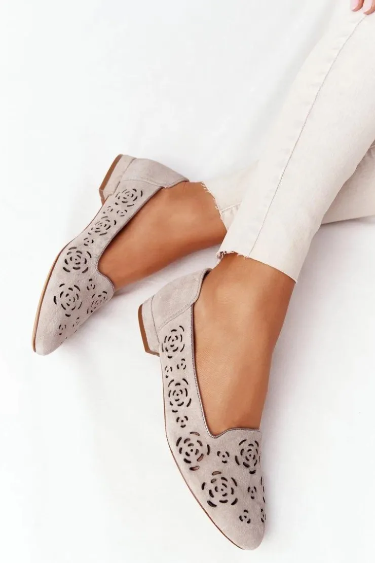 Damskie Buty Sergio Leone Ażurowe Mokasyny Sergio Leone BL627 Cappuccino