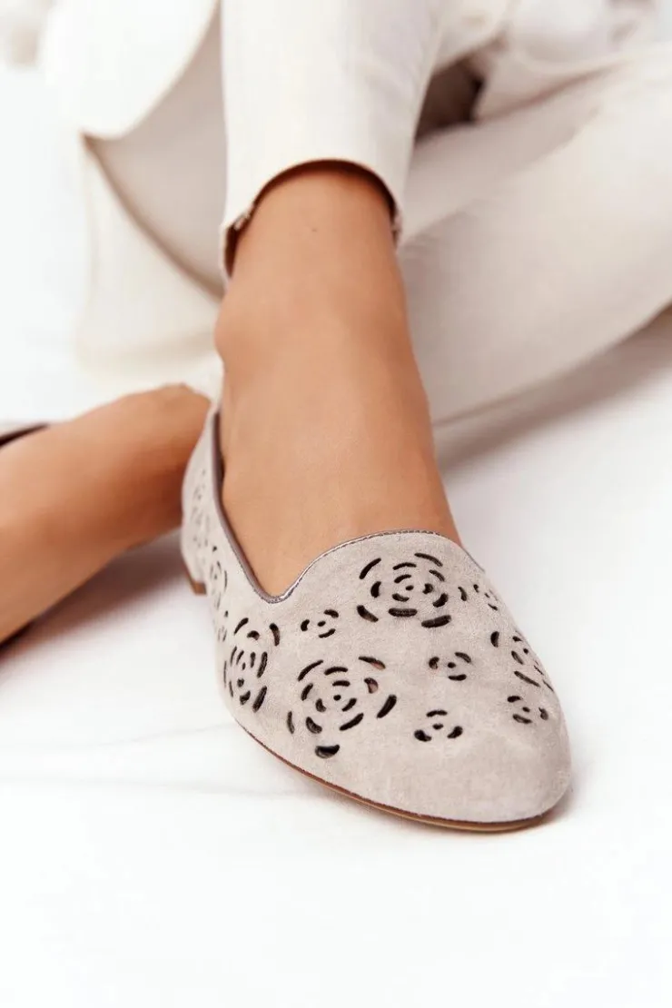 Damskie Buty Sergio Leone Ażurowe Mokasyny Sergio Leone BL627 Cappuccino