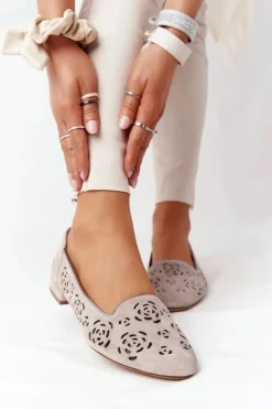 Damskie Buty Sergio Leone Ażurowe Mokasyny Sergio Leone BL627 Cappuccino