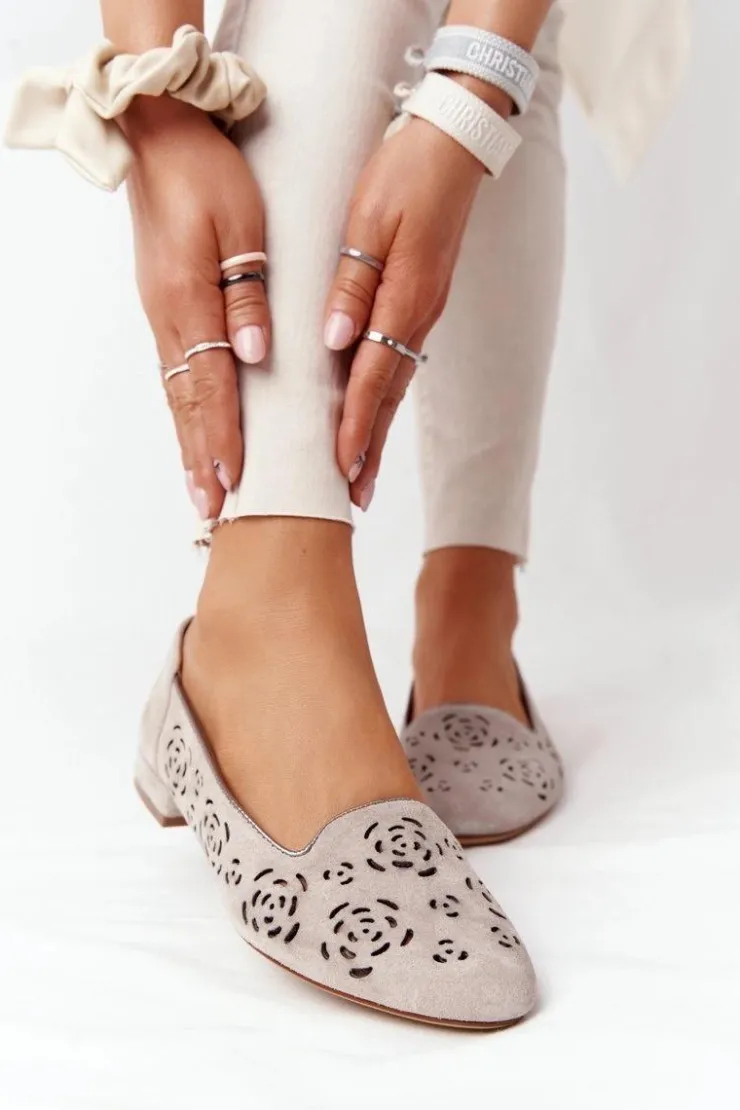 Damskie Buty Sergio Leone Ażurowe Mokasyny Sergio Leone BL627 Cappuccino