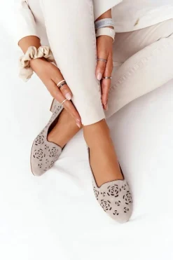 Damskie Buty Sergio Leone Ażurowe Mokasyny Sergio Leone BL627 Cappuccino