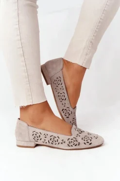 Damskie Buty Sergio Leone Ażurowe Mokasyny Sergio Leone BL627 Cappuccino