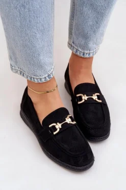 Discount Boto Ażurowe Mokasyny Ze Złotym Detalem I Jutową Plecionką Czarne Lainer
