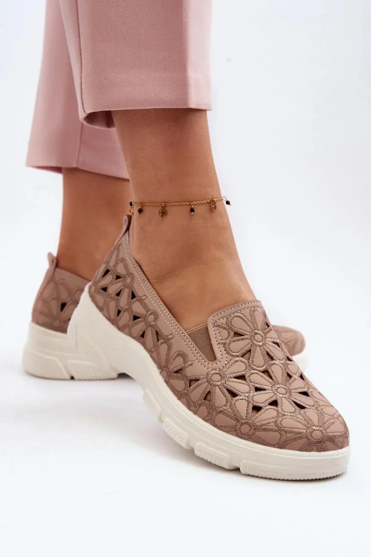 Evento Ażurowe Półbuty Damskie Różowe Emilei Różowy