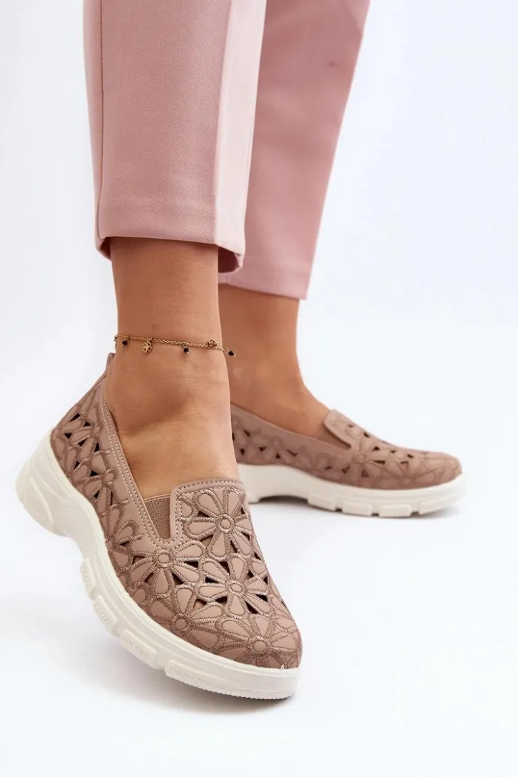 Evento Ażurowe Półbuty Damskie Różowe Emilei Różowy