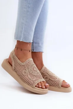 Discount Boto Ażurowe Sandały Damskie Na Platformie Beżowe Mennita