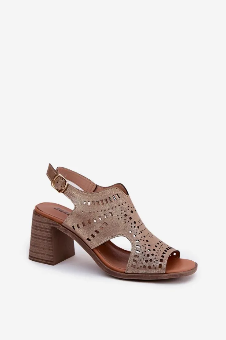 Damskie Boto Ażurowe Sandały Damskie Na Słupku Złote Tosine