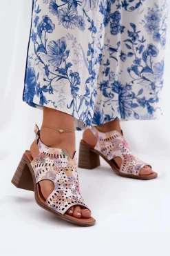 Clearance Boto Ażurowe Sandały Damskie Na Słupku Multikolor Tosine Wielokolorowy