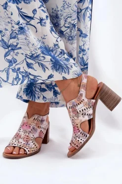 Clearance Boto Ażurowe Sandały Damskie Na Słupku Multikolor Tosine Wielokolorowy